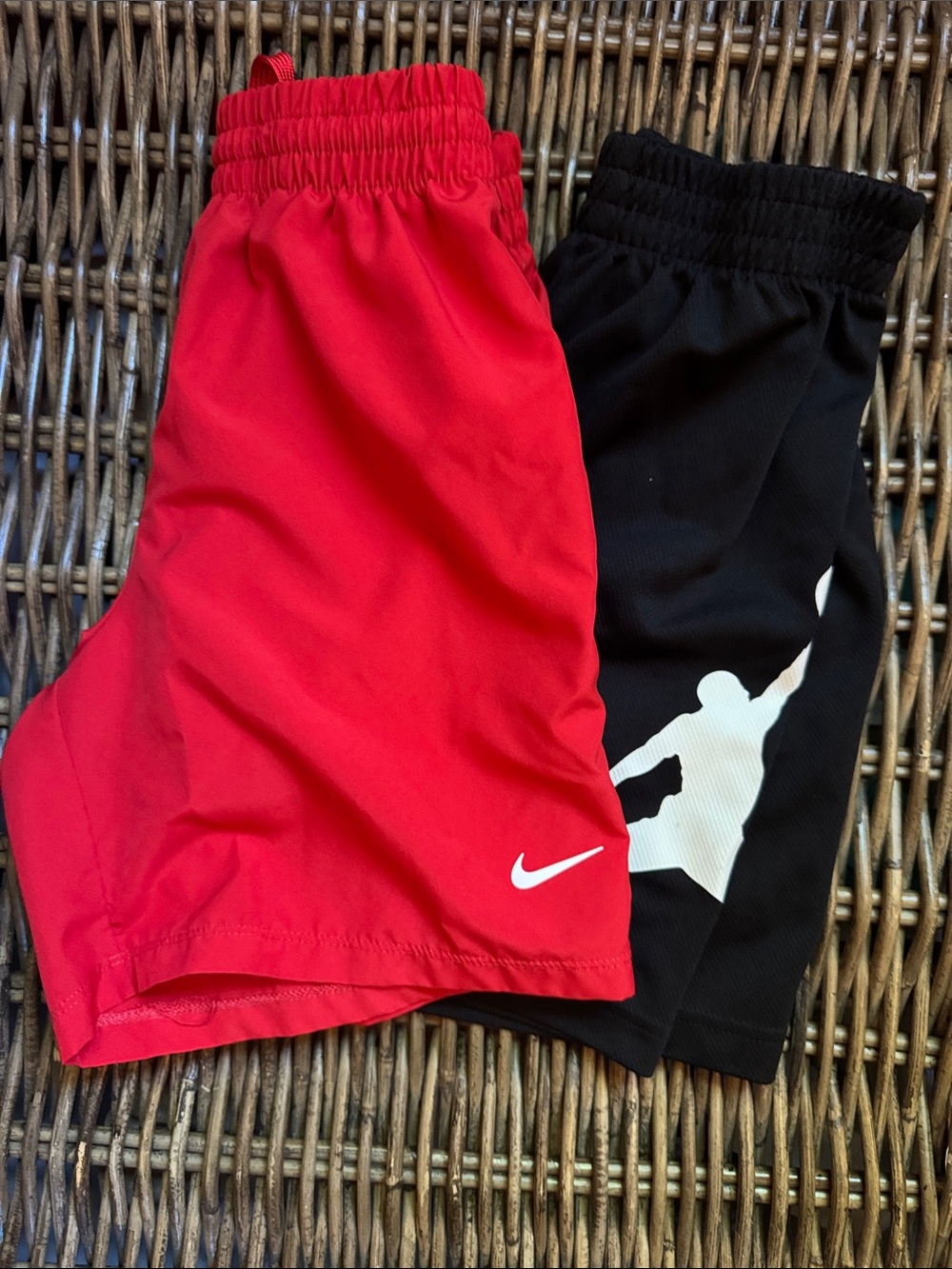 Nike Red Dri-Fit Shorts White Swoosh Black Jordan Shorts Size Small 2 Pack